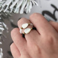 Fashion Natural Stone Moonstone Obsidian Rings For Women Girls Stainless Steel Beaded Ring Wedding Party Jewelry Gift Wholesale. 