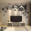 Generic Romantic Wooden Wall Sticker Flower Vine Tree 3D Stereo Acrylic Crystal Wall Stickers Modern Living Room Tv Sofa Home Decor - Wooden Wall Decor. 