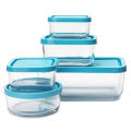 Rectangle shape glass bowls set with lids food container 3 pcs. 
