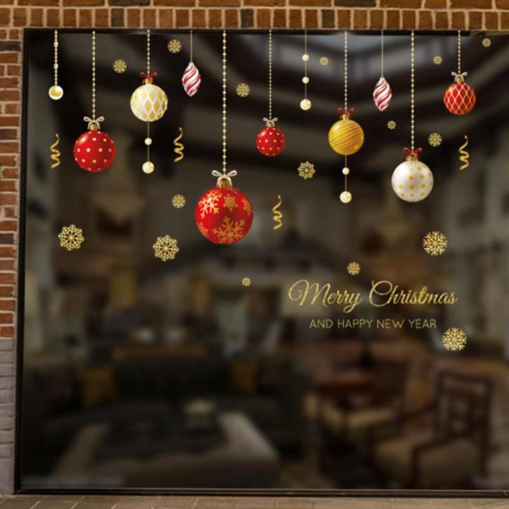 Christmas Window Stickers Xmas Ball Mirror Stickers Wall Ornaments Merry Christmas Decoration Mirror Sticker New Year Stickers