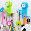 6 Hook Hanger Suction Cup Wall Vacuum for Bathroom Key Towel Scrubber Holder - 1Pc (Random Color). 