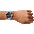 Emporio Armani Diver Two-tone Stainless Steel Navy Blue Dial Chronograph Quartz Watch for Gents - AR11362. 