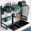 Kitchen Over Sink Dish Drying Utensil Rack for Kitchen Organizer Bartan Stand Dish Drainer Kitchen Rack (65cm/85cm) GREEN. 