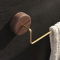 Nordic Wooden Brass Towel Rack Black Walnut Wall-mounted Storage Holder Bathroom Shelf Hooks Home Organizer Restaurant Decor. 