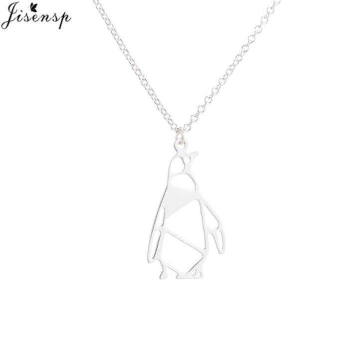 Jisensp Necklace Lucky Origami Penguin Necklace For Girls Lovely Vivid Animal Penguin Pendant Necklace Trendy Jewelry