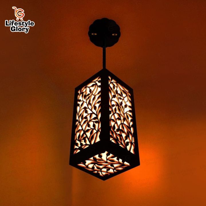 Lifestyle Glory Brand 3D Wooden Pendant Ceiling Hanging Light Lamp I Lamp I Lamps For Bedroom I lights for decoration | lights | room decoration lights | wooden lamp | hall decoration items I Decorating items I Decoration Pieces I Cieling Lamp Hanging