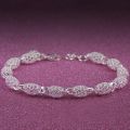 Women\'s 925 Sterling Silver Hollow Chain Bracelet Charm Wrist Bangle Clasp Gift. 