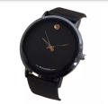 Black Leather Black Dial Smart Analog Watch For Unisex. 