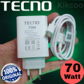 Tecno 70w Charger Tecno 70Watt Charger - 70Watt Charger / Tecno Original Charger 70W / 70W Tecno Charger / Tecno 70W Fast Charger For  Tecno Camon 30 Pro 5G POVA 6 , POVA 6 Pro 5G. 