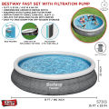 15 Ft Bestway Inflatable Fast Set Swimming Pool With Filter For Kids & Family Inflatable Solid Sidewall Large Swimming Pool With Vinyl Deep 33 Inch Depth Water Splash Fun Party Game Indoor & Outdoor Picnic With Family Fast, Easy & Simple 57313. 