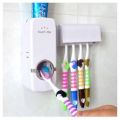 Best Quality Set of Toothpaste Dispenser & Brush Holder - Plastic Automatic Toothpaste Dispenser With Tooth Brush Holder For Homes And Bathrooms - Tooth Paste Dispenser with Toothbrush Holder. 