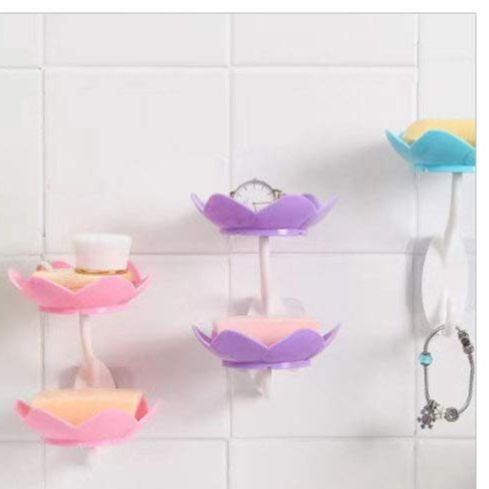 Wall-%20Mounted%20Drain%20Soap%20Box%20Double%20Layer%20Flower%20Shaped%20Soap%20Tray%20Removable%20Soap%20Dish%20Non-%20Slip%20Storage%20Self-%20Adhesive%20Bathroom%20Accessories%20-%20Image%202