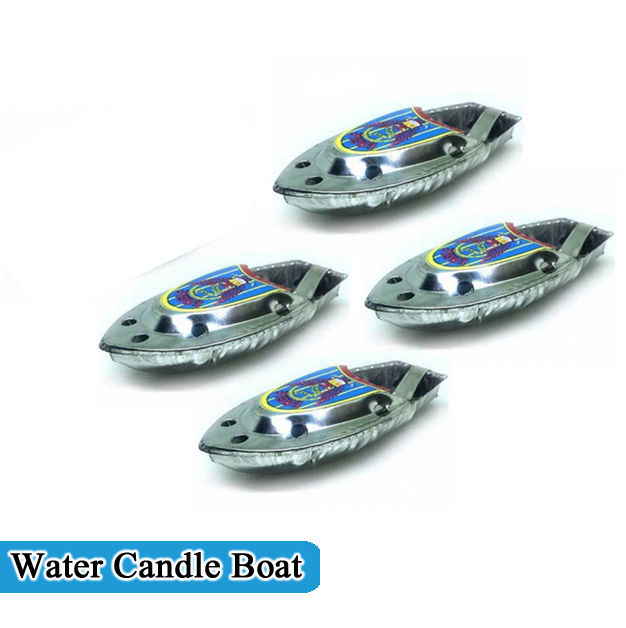 4 - Pcs Set - Classic Alloy Tin Metal Water Candle Boat Toy For Kids Boys Girls Baby - Bath Babies Fun Swimming Toys