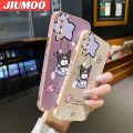 JIUMOO For Samsung Galaxy A7 2018 Case Cartoon Cute Kuromi Side Design Phone Case Square Edge Pattern Silicone Softcase Luxury Plating Casing Full Cover Camera Shockproof Protection Cases. 