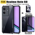 For Realme Note 60 Shockproof Phone Case Realme Note 60 Note 50 Privacy Tempered Glass Screen Protector. 