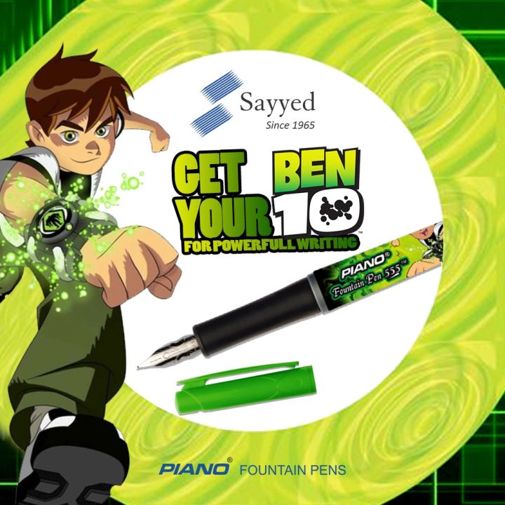 PIANO Ben10 Fountain Pen for free Style Powerful writing, Exams warrior Pen-Pack of 1 Pen