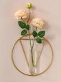 1pc Wall-mounted Glass Vase Home Decor Wall Decoration Iron Hanging Flower Vases Hydroponic Plants Container. 