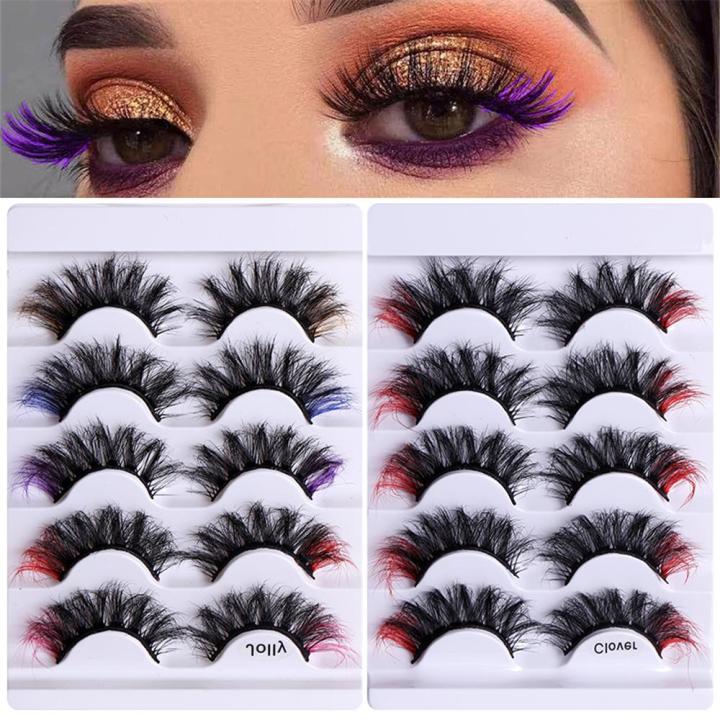 8D Makeup Lashes Volume Thick Fake Eyelashes Cosplay False Eyelashes Colored Lashes Fluffy Mink Lashes Lashes with Color