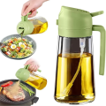 Dazzin -  470ml Kitchen Glass Oil Sprayer Bottle - 2in1 Olive Oil Dispenser - Oil Jar Cruet - Anti-leakage Spray - Kitchen Baking, Roasting, Cooking Tool. 