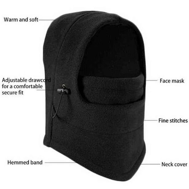Ski Mask Mastery Double layer Fleeces Hood Full Face Head Protector
