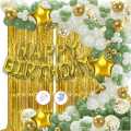 Happy Birthday Blue Decoration Set Including Birthday Foil + 30 Balloons + 5 x Confetti Balloons +2 x stars & Hearts +1 pc Curtains 6 feet Length ) Party Items Birthday Themes -Birthday Decoration -Birthday Theme For Boy/Girl -Birthday. 