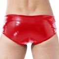 Swimwear Mens Wet Look Patent Leather Underwear Bulge Pouch Shorts for Pole Dancing Underpants Low Rise Drawstring Boxer Shorts. 