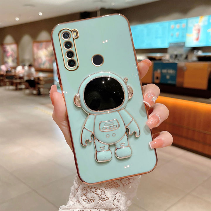 For Realme Back Cover with Cartoon Astronaut Folding Stand