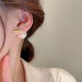 Frascati New Women's Earrings Delicate Two-sided Strip Pearl Ear Stud Earrings For Women Korean Girl Gifts Jewelry. 