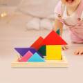 Wooden Tangrams Learning Toys Geometric Shape Puzzles Brain Logical Blocks for Boys Girls. 
