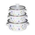 Reoona 1L 1.5L 2L Stainless Steel Kitchen Mixing Food Storage Bowls Cooking Tools Enamel Casserole Pots Set Mini Kitchen Utensil With Glass Cover 3 Pcs. 