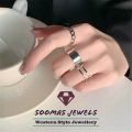 Stylish Pack of 3 Rings For Girls Birthday Gift Punk Cool Hip Pop Rings Size Adjustable Alloy Rotate Ring For Women Party Gift Black Rings For Girls Soomas Jewels Rings. 
