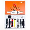 Ultra smart watch 7 in 1 set with 7 Different strap Rendom Colour 49mm Big HD Display / High Quality Bluetooth and smart watch. 