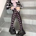 Subculture Classic Lolita Black Goth Cute Stockings Thigh Highs Japanese Girls Gothic Punk Retro Spider Web Skull Bat Long Socks. 