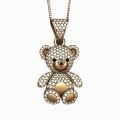 Classic Fashion Pop Two Tone Bear Pendant Necklace Ladies Daily Accessories Birthday Gifts. 