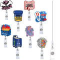 Rotatable Badge Holder 360&Deg; Rotating 5cm X 3cm Clip Retractable Reel Glitter Acrylic Badge Clip for Nurse Doctor Student. 