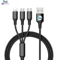 OKS 3 in 1 Multi Charging Cable - 100% Pure Copper Fast Data Charging Cable For Android, Iphone, Ipad, Tablet etc - USB 2.0 Cable Lightning And Type C / IOS / MicroUSB Cable - Blue, Red, Silver, Black. 