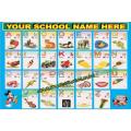 English No.6321 - Alphabets With Pictures H ABC - Chart Graphics Flex sheet Panaflex Penaflex pana pena flex for Learning Education and Decoration of Class Room of School and College with customise Your School and Teacher Name. 
