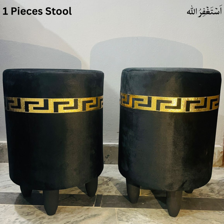 Beautiful Velvet Puffy Stool For Living Room, With 4 Legs German Teak (Pack Of 1) Puffy stools Ottoman Home Office Decor Soft valvet Stool Nursery Wooden Step Stool Padded Seat Foot Rest  Ottoman Stool Square
