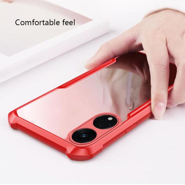 Tokifu OPPO Reno 8T 5G Casing Hard Case Clear Lens All-inclusive 4 Sides TPU Reinforced Corners Shockproof Back Cover