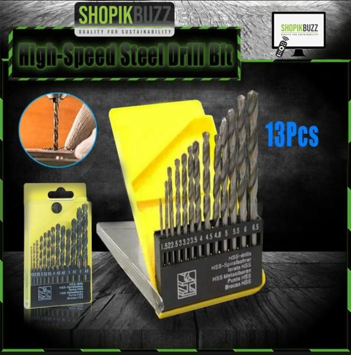 Drill Barma set High Speed Steel Drill Bit Set (1.5mm, 2mm, 2.5mm, 3mm, 3.2mm, 3.5mm, 4mm, 4.5mm, 4.8mm, 5mm, 5.5mm, 6mm, 6.5mm)| SkyScraper Store