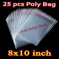Bundle of 25 Pcs 8"x 10" Resealable -Cellophane Bags-Transparent Self Adhesive Sealing-OPP BOPP Plastic Food Grade Treat Cello Bags Great for Clothes packing , Jewelry items, Gift Wrapping. Suit Packing. 
