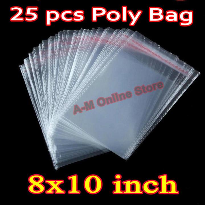 Bundle of 25 Pcs 8"x 10" Resealable -Cellophane Bags-Transparent Self Adhesive Sealing-OPP BOPP Plastic Food Grade Treat Cello Bags Great for Clothes packing , Jewelry items, Gift Wrapping. Suit Packing