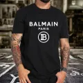 2021 Balmain-Paris France Fashion Vintage Men's Short Sleeve T Shirt Cotton Tee White T Shirt Short Sleeve Summer Casual Tee. 