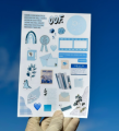 Sky Blue Themed Aesthetic Uncut Sticker Sheet | Journal Sticker Sheet | Asthetic Stickers For Journal |  Aesthetic Journal Mini Stickers | Uncut Sticker Sheet | 4x6" inches. 