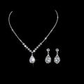 Vintage Waterdrop Pendant Necklace Earrings Silver Wedding Jewelry Set SEVICH. 