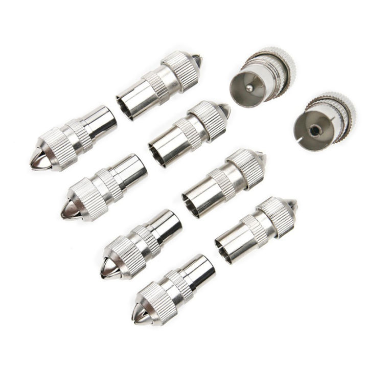 10pcs (5 x Male,5 x Female)TV Aerial Coaxial Cable Connectors Adaptor