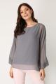 Grey Long Sleeve Chiffon Top. 