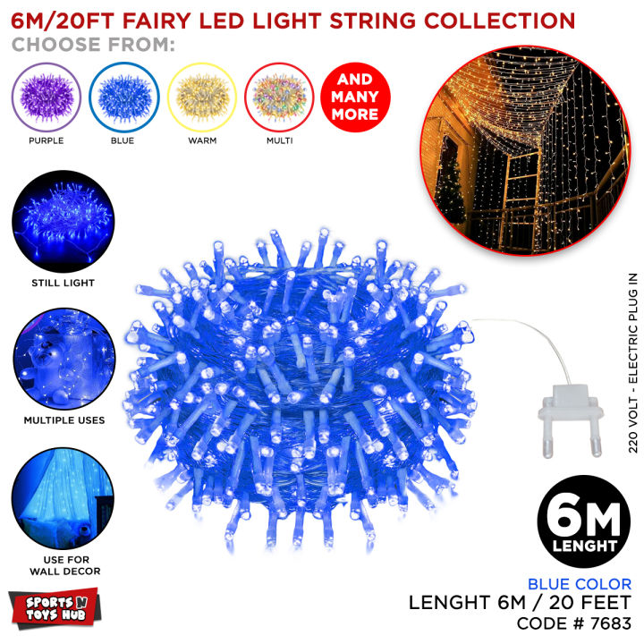 Colorful Fairy Lights 30 LEDs String Lights Waterproof LED String Lights 20 Feet LEDs Fairy String Lights Electric Operated 220v AC String Lights For Indoor & Outdoor Decoration Wedding Home Parties Room Decor Rabi ul Awal Wall Decoration Colorfull