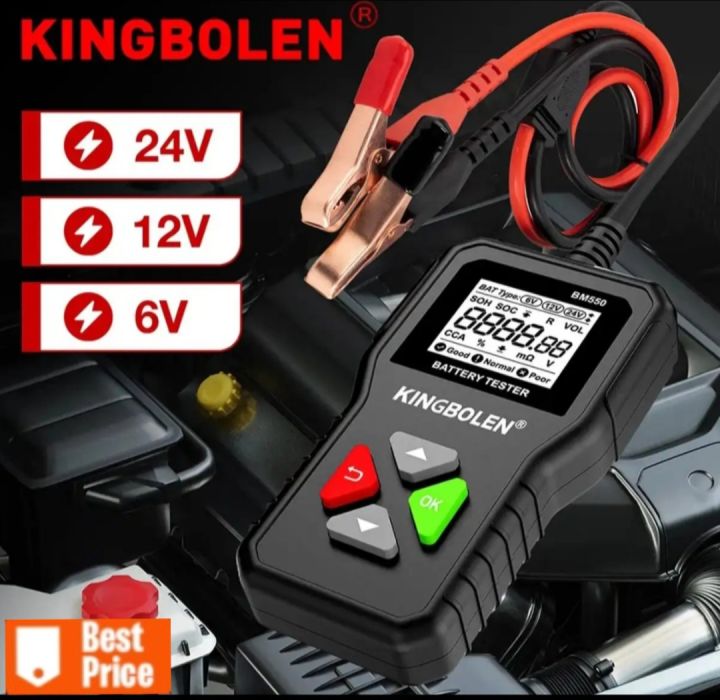 Battery Tester Tools KINGBOLEN BM550 6V 12V 24V Automotive Diagnostic Tools 100-2000 CCA Tester 2Ah-220Ah Battery Analyzer Car Battery Tester Ups Battery Tester Solar Battery Tester Battery Loader Tester