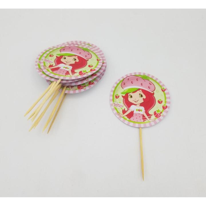STRAWBERRY SHORTCAKE THEME CUPCAKE TOPPERS PACK OF 10 CUPCAKE TOPPERS